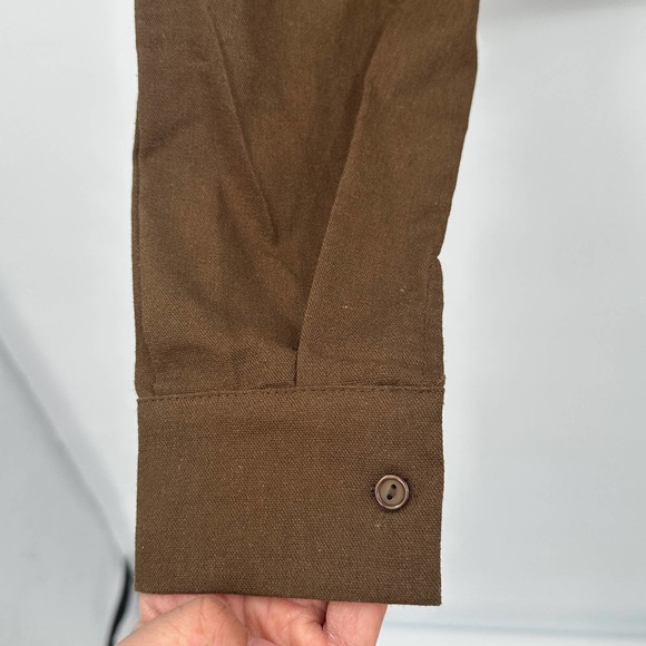 Lush Women's Long Sleeve V-Neck Crop Top in Olive Size Medium - Picture 4 of 5